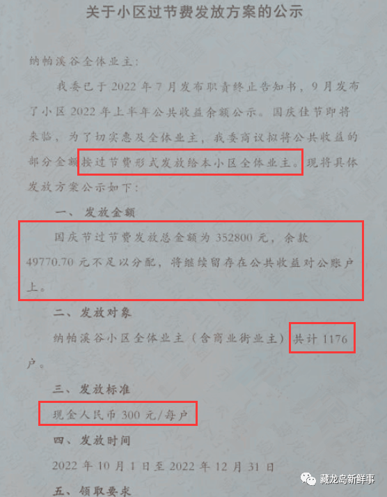 实名羡慕！江夏一小区给业主发过节费！总计35万余元！